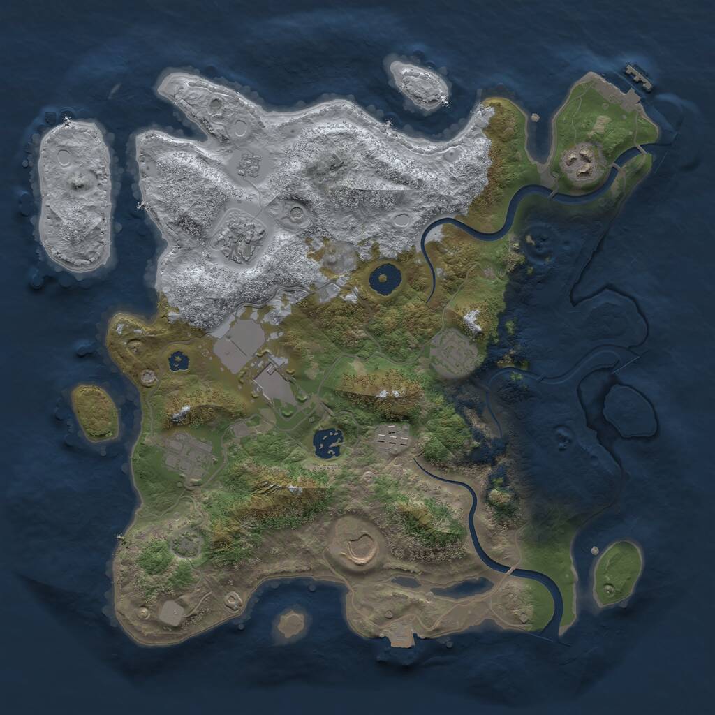 Rust Map: Procedural Map, Size: 3500, Seed: 5677, 13 Monuments