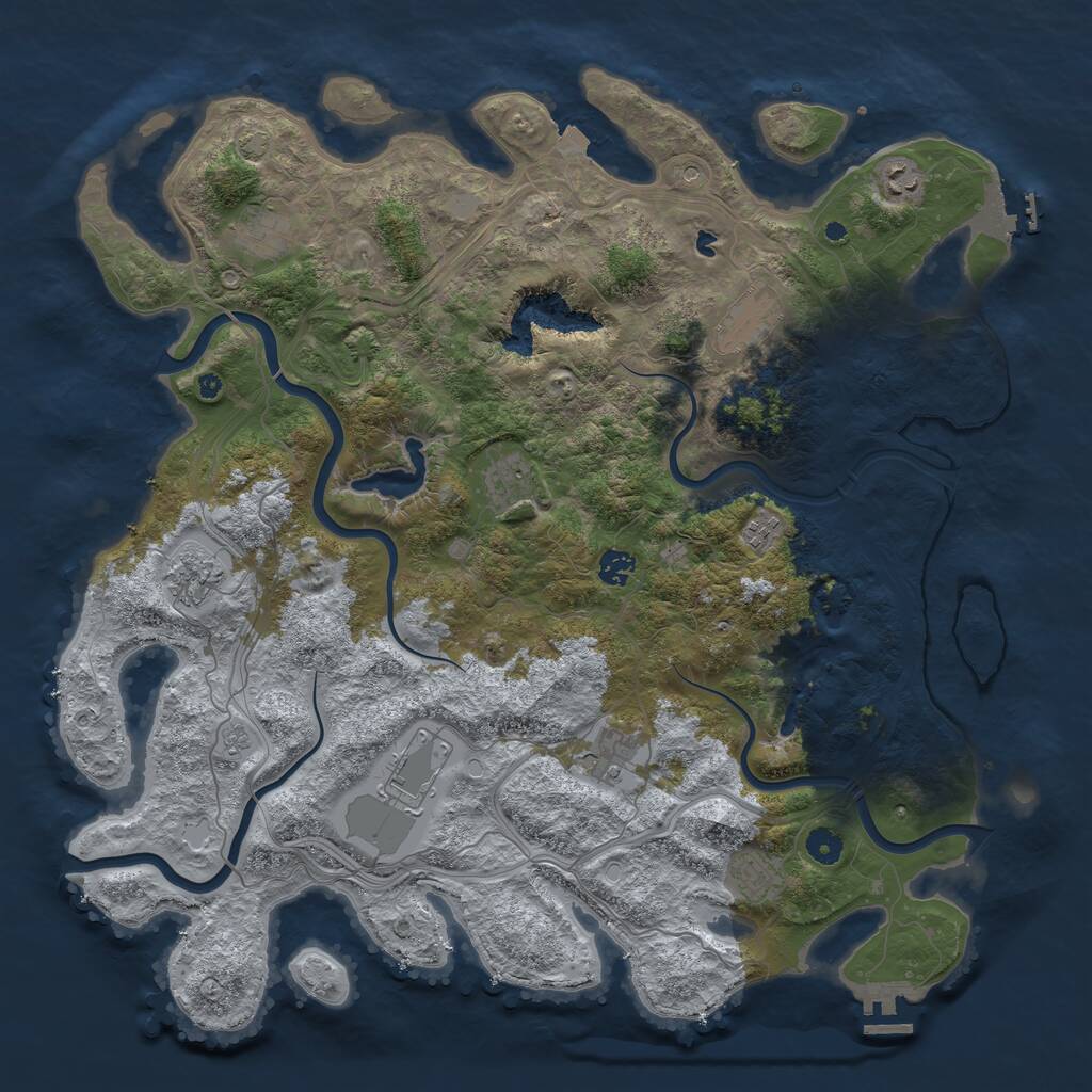 Rust Map: Procedural Map, Size: 4500, Seed: 393449376, 16 Monuments