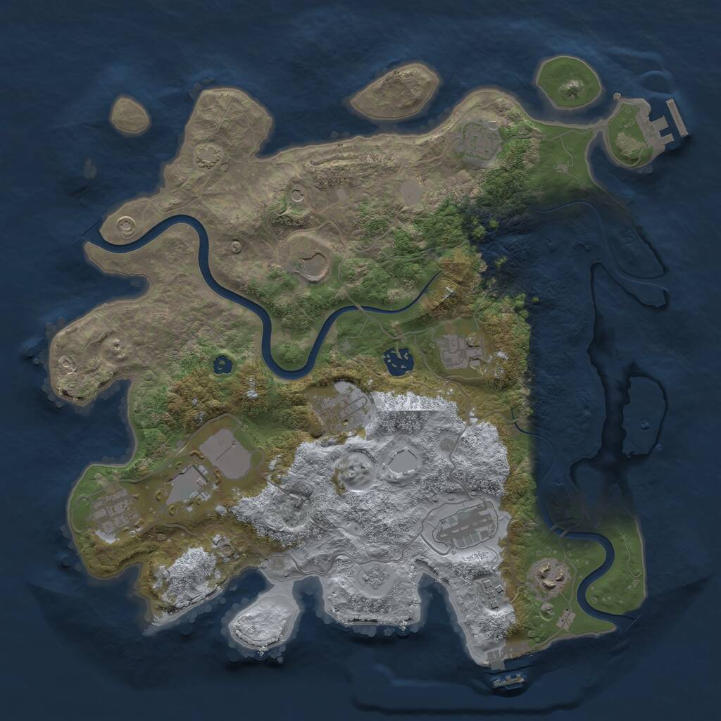 Rust Map: Procedural Map, Size: 3700, Seed: 68754, 16 Monuments