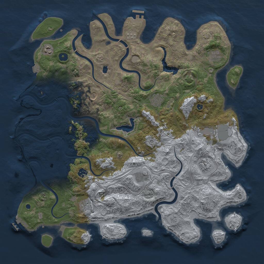Rust Map: Procedural Map, Size: 4499, Seed: 481981, 16 Monuments