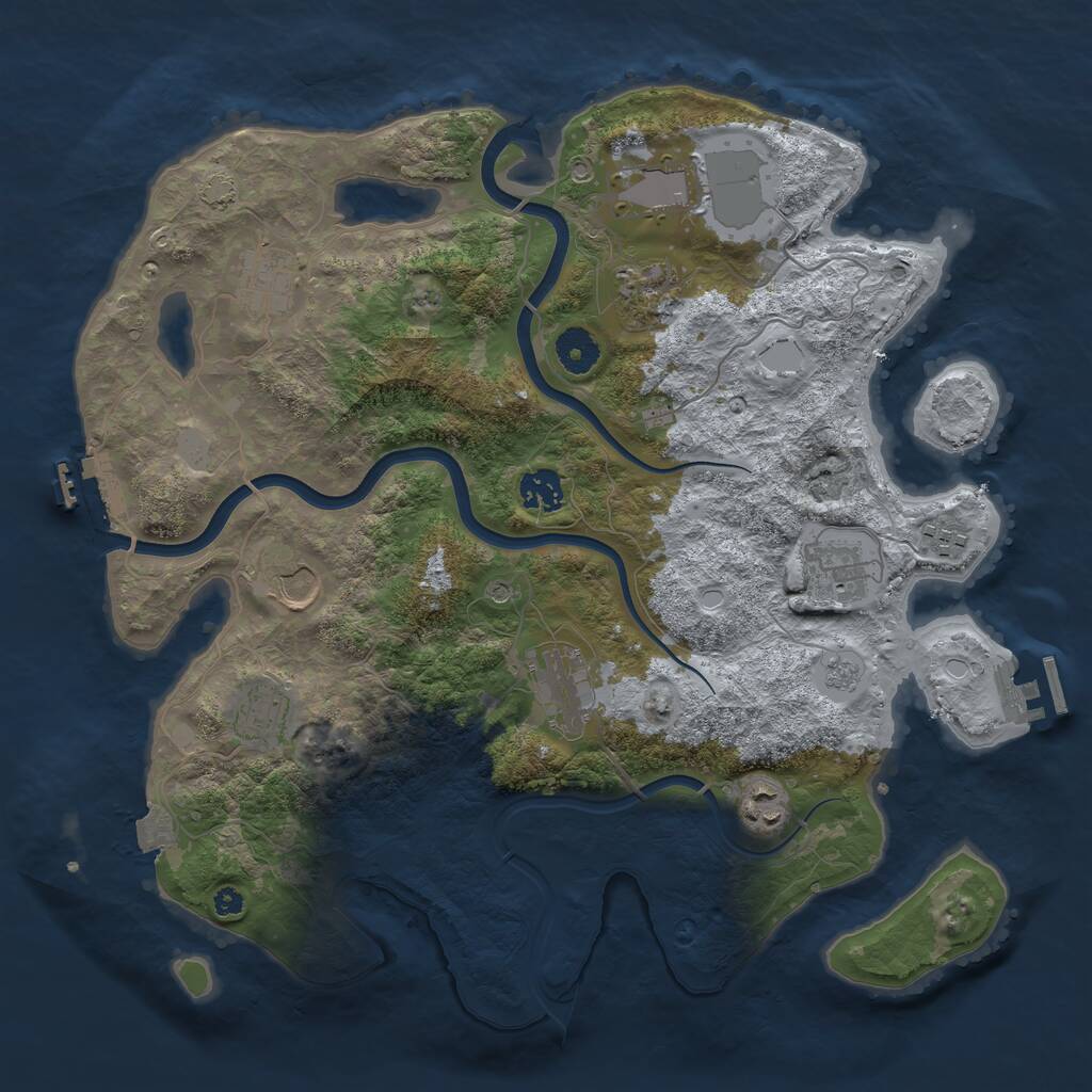 Rust Map: Procedural Map, Size: 3750, Seed: 1742450204, 16 Monuments