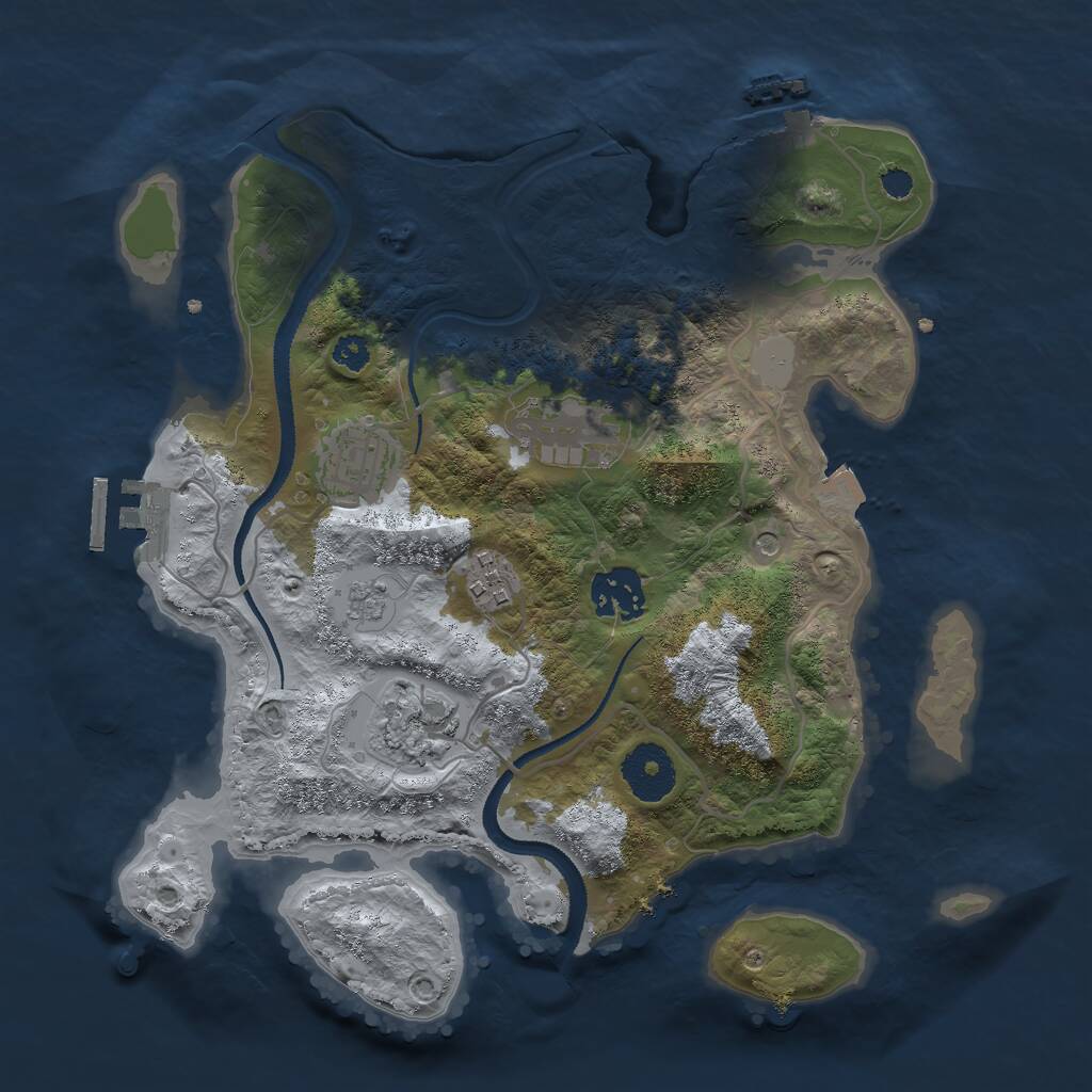 Rust Map: Procedural Map, Size: 3000, Seed: 443901107, 10 Monuments