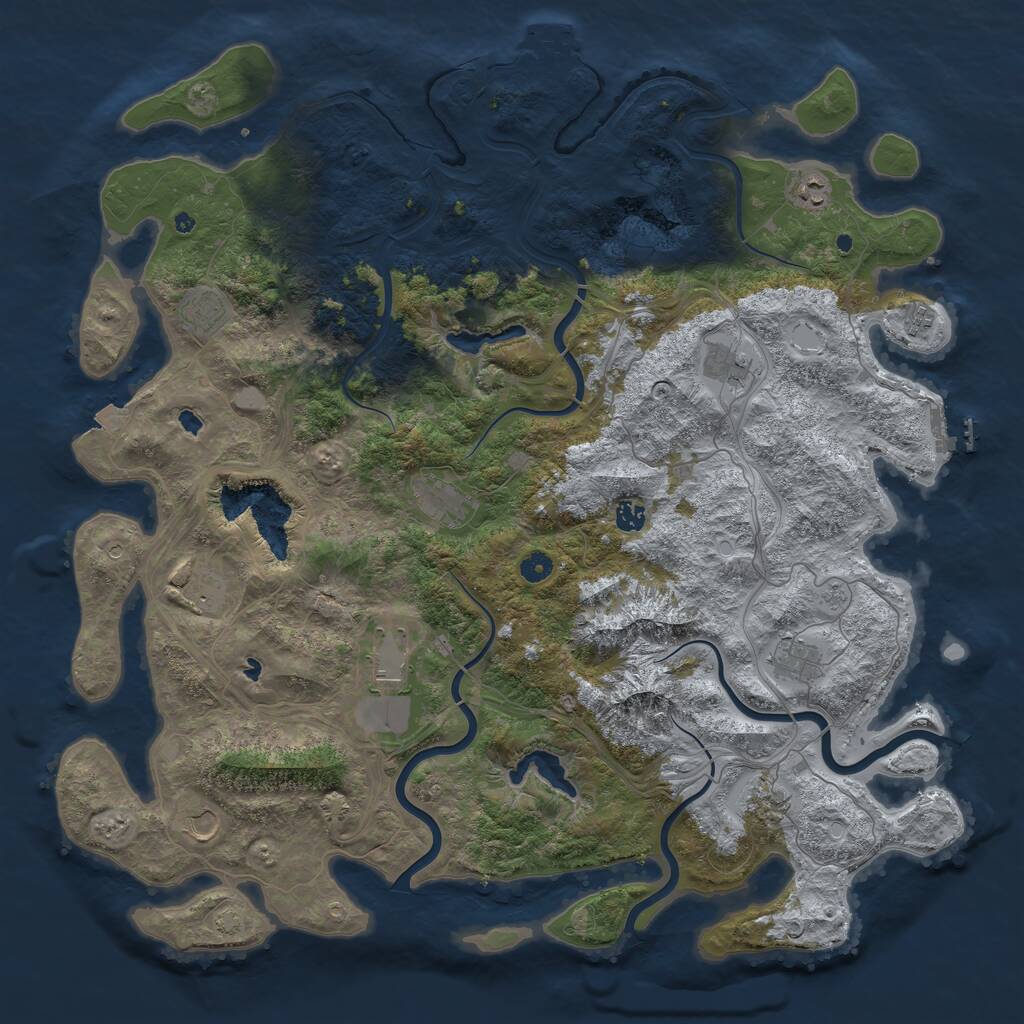 Rust Map: Procedural Map, Size: 5000, Seed: 1263629599, 17 Monuments