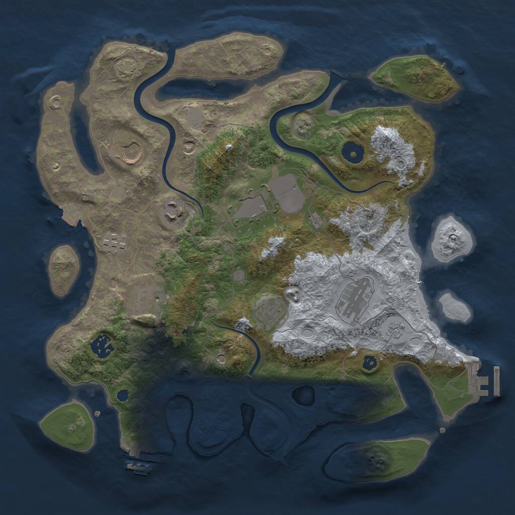 Rust Map: Procedural Map, Size: 3500, Seed: 625541887, 14 Monuments