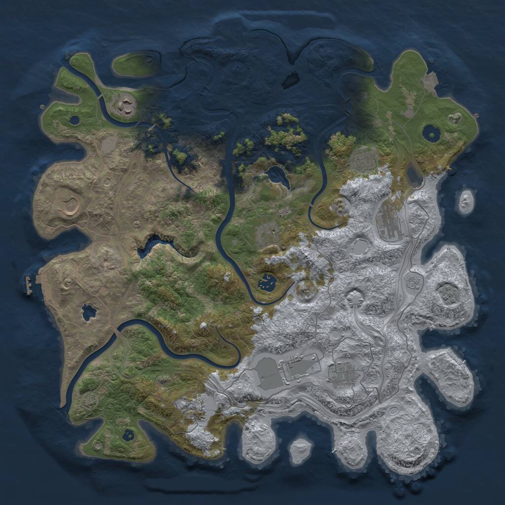 Rust Map: Procedural Map, Size: 4250, Seed: 744310502, 16 Monuments