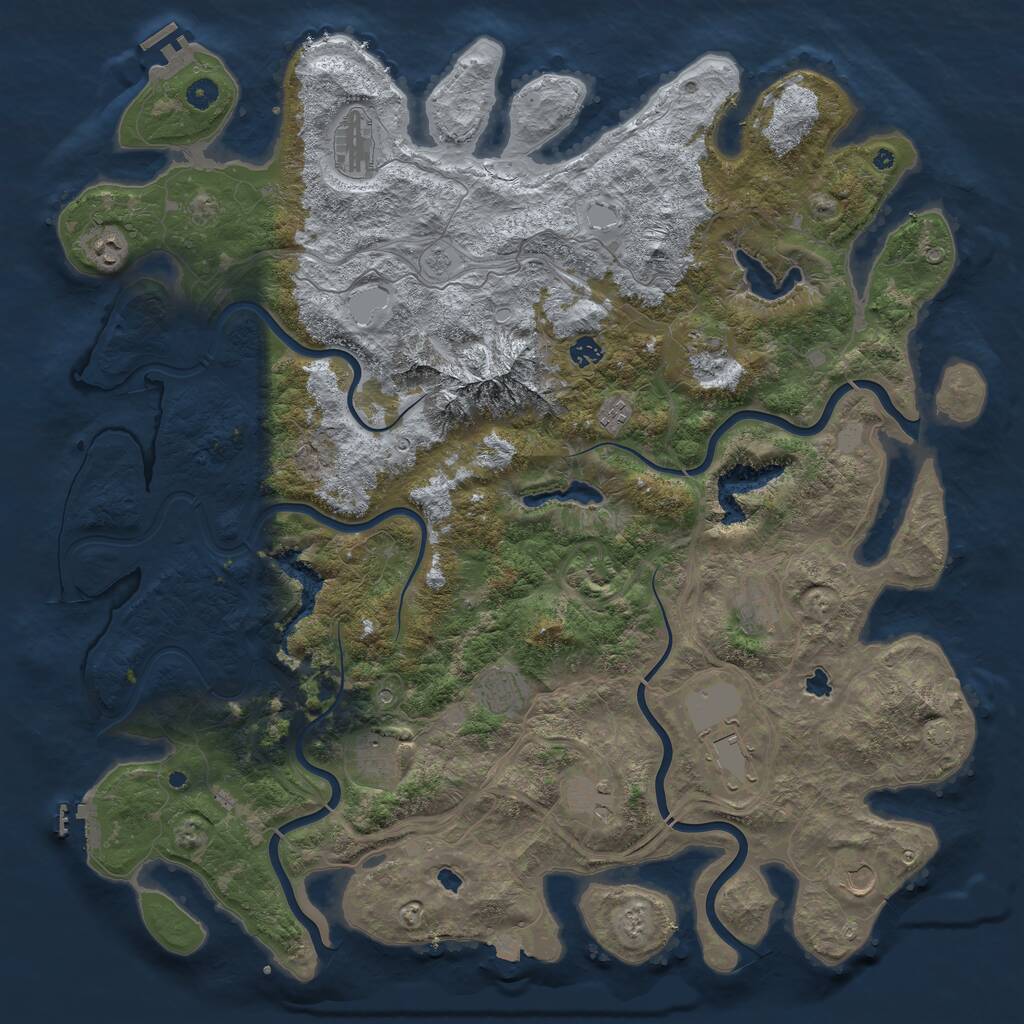 Rust Map: Procedural Map, Size: 5000, Seed: 876596174, 17 Monuments