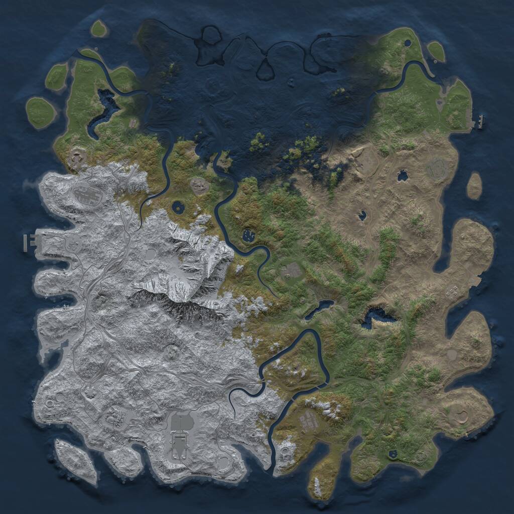 Rust Map: Procedural Map, Size: 6000, Seed: 151922610, 17 Monuments