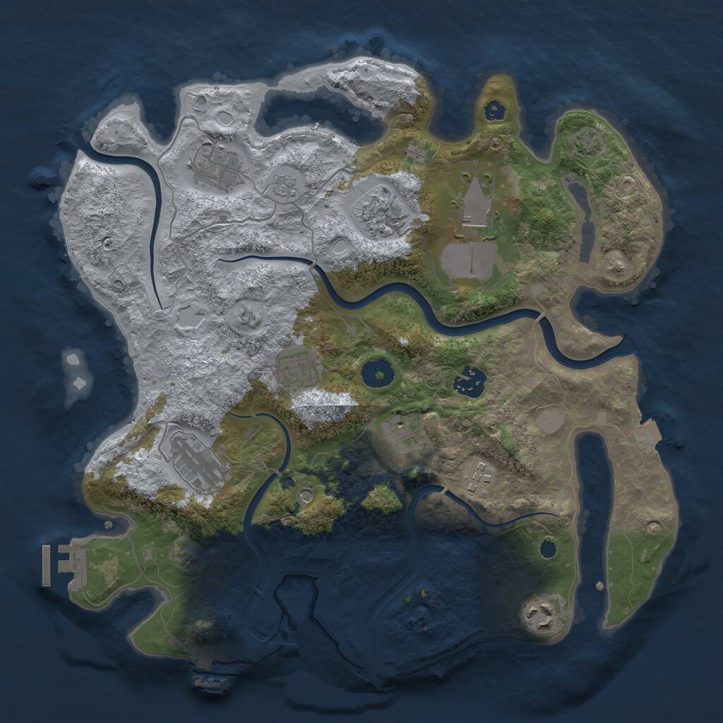 Rust Map: Procedural Map, Size: 3500, Seed: 430940687, 15 Monuments