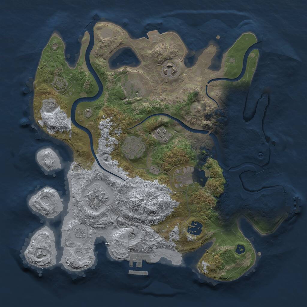Rust Map: Procedural Map, Size: 3200, Seed: 1156835590, 13 Monuments