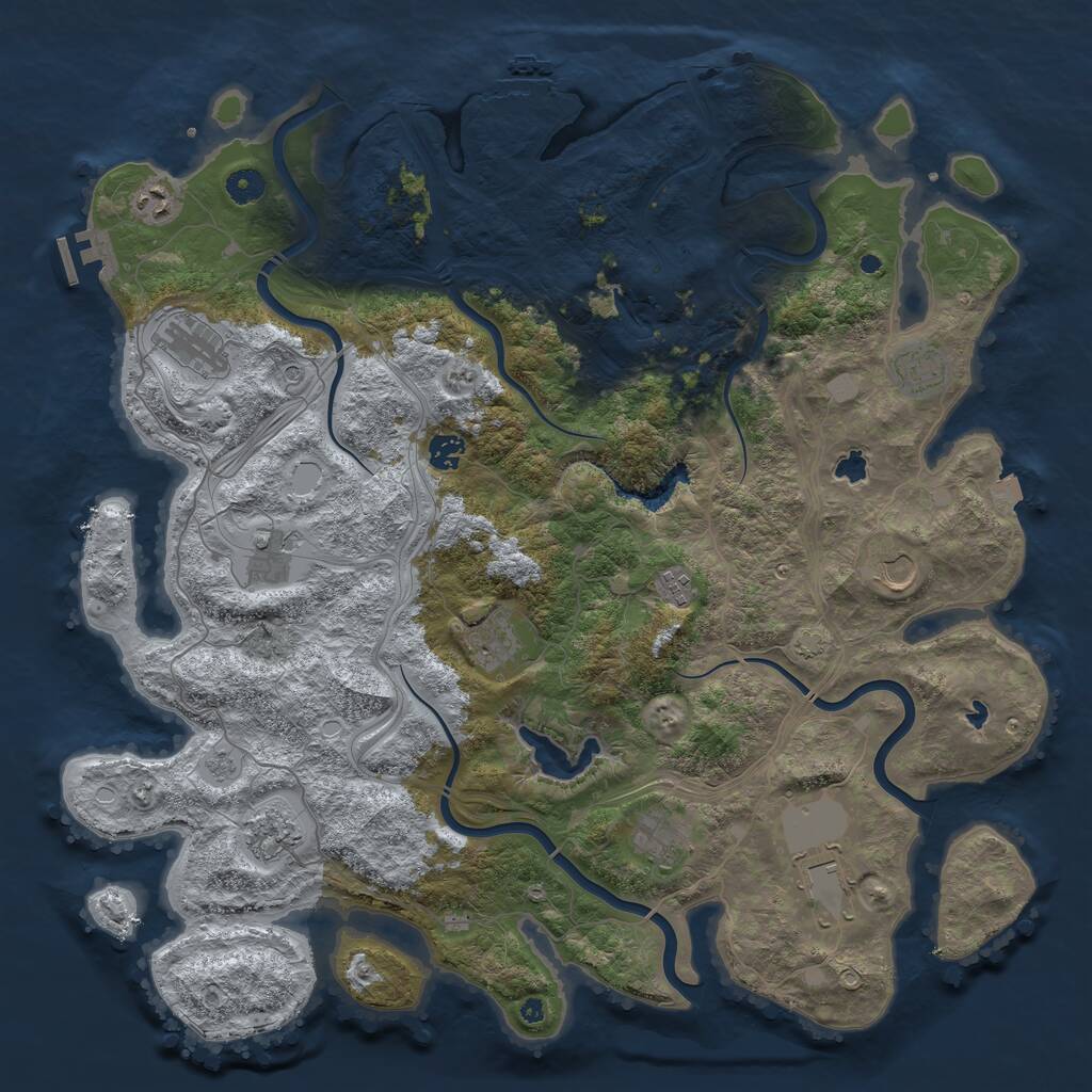Rust Map: Procedural Map, Size: 4500, Seed: 1417643939, 17 Monuments
