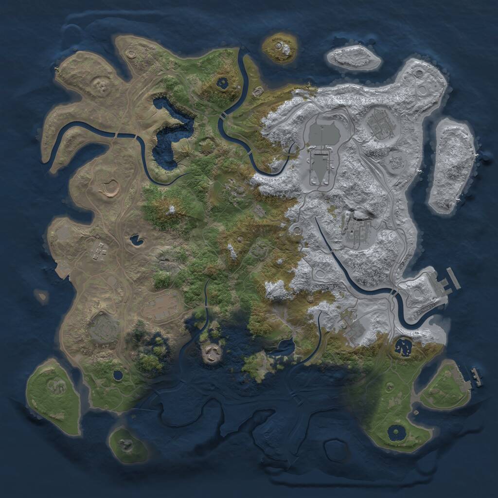 Rust Map: Procedural Map, Size: 4250, Seed: 1250362266, 17 Monuments
