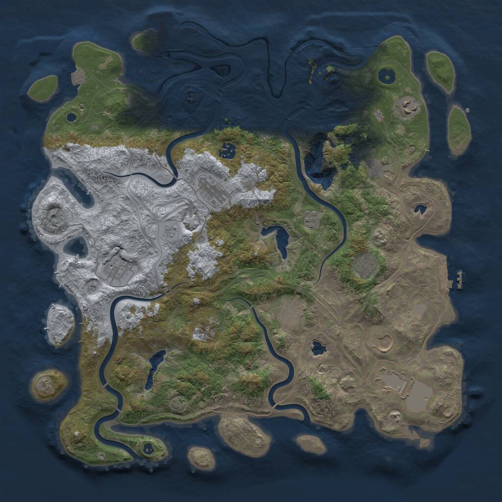 Rust Map: Procedural Map, Size: 4500, Seed: 74571202, 17 Monuments