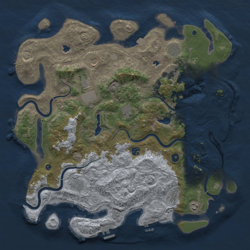 Rust Map: Procedural Map, Size: 4500, Seed: 1053181870, 16 Monuments