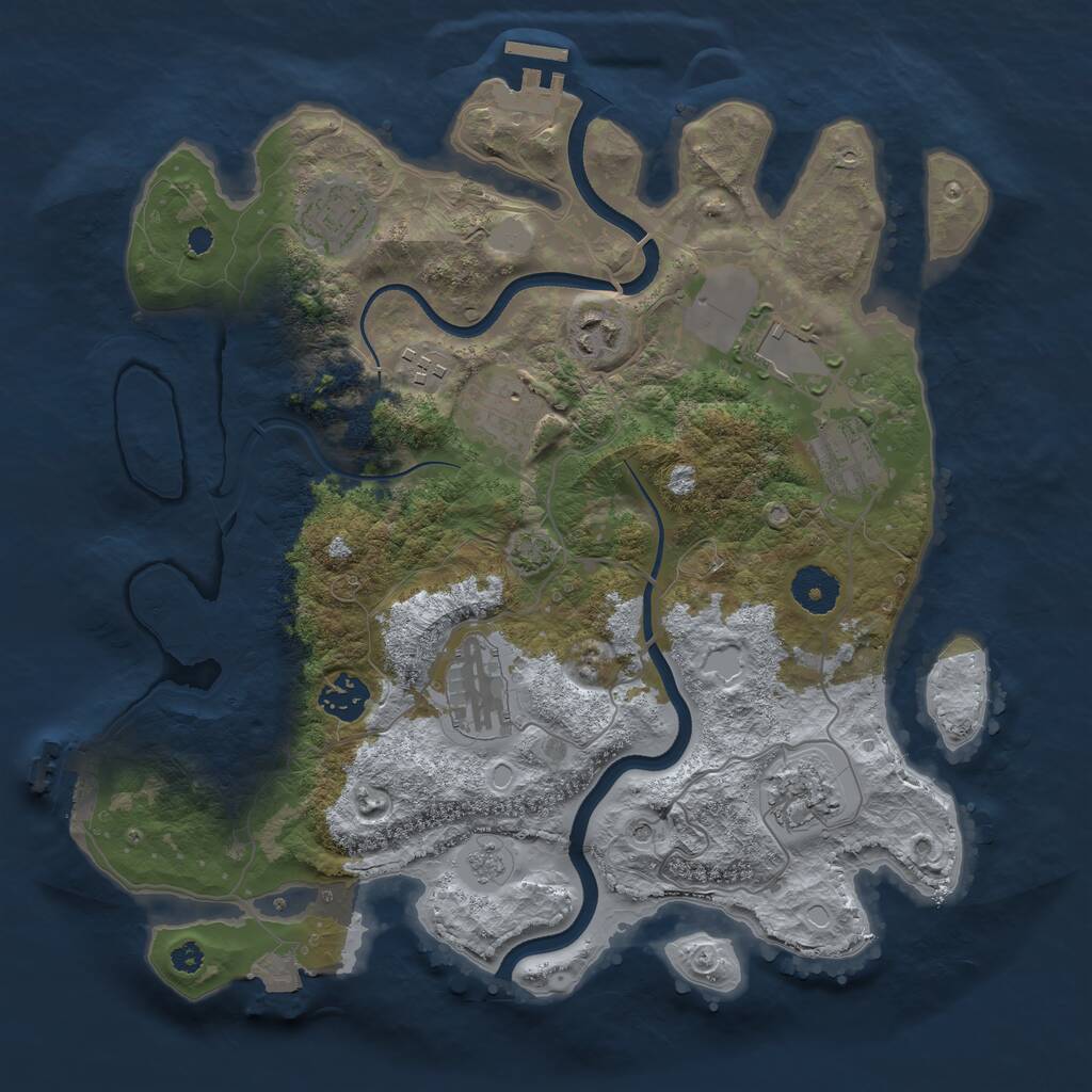 Rust Map: Procedural Map, Size: 3500, Seed: 973018463, 15 Monuments