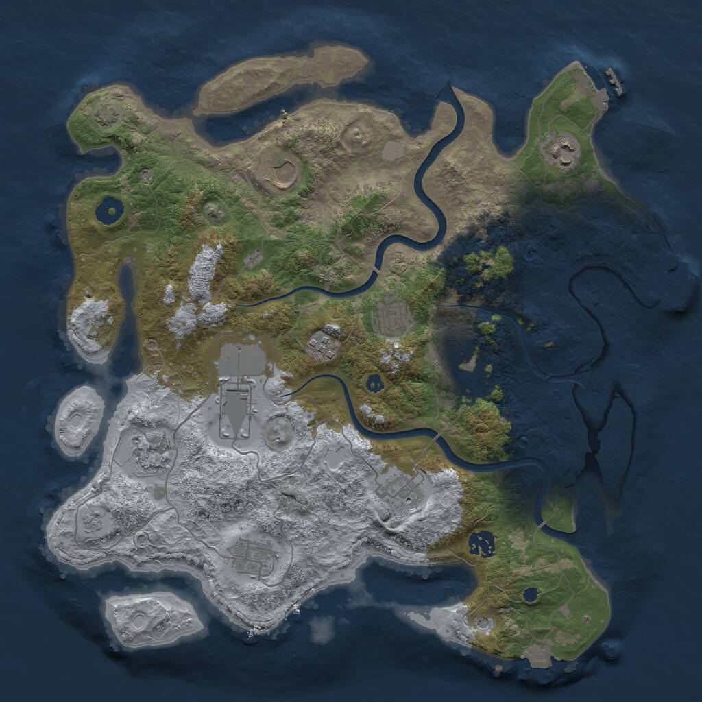 Rust Map: Procedural Map, Size: 3850, Seed: 1456, 16 Monuments