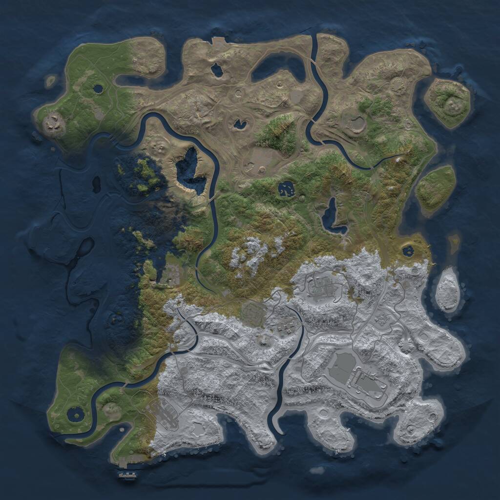 Rust Map: Procedural Map, Size: 4500, Seed: 1884031563, 16 Monuments