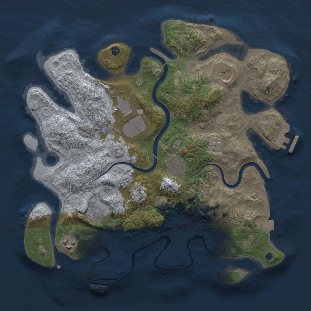 Rust Map: Procedural Map, Size: 3500, Seed: 744816927, 12 Monuments