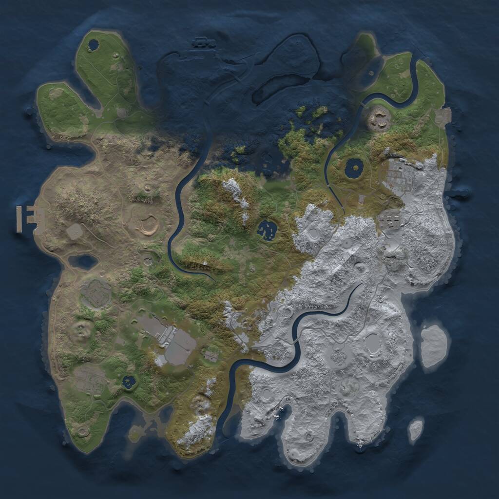 Rust Map: Procedural Map, Size: 3800, Seed: 835113827, 16 Monuments