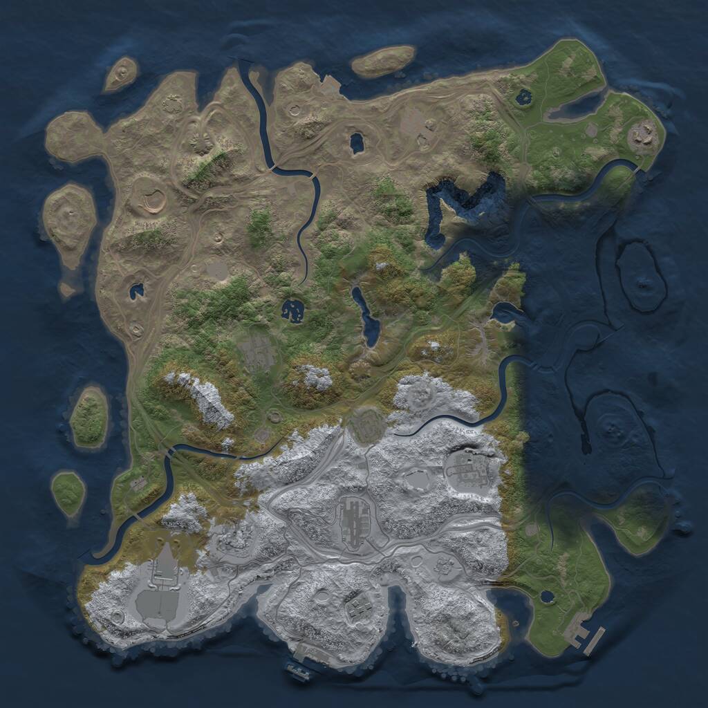 Rust Map: Procedural Map, Size: 4500, Seed: 508953476, 17 Monuments