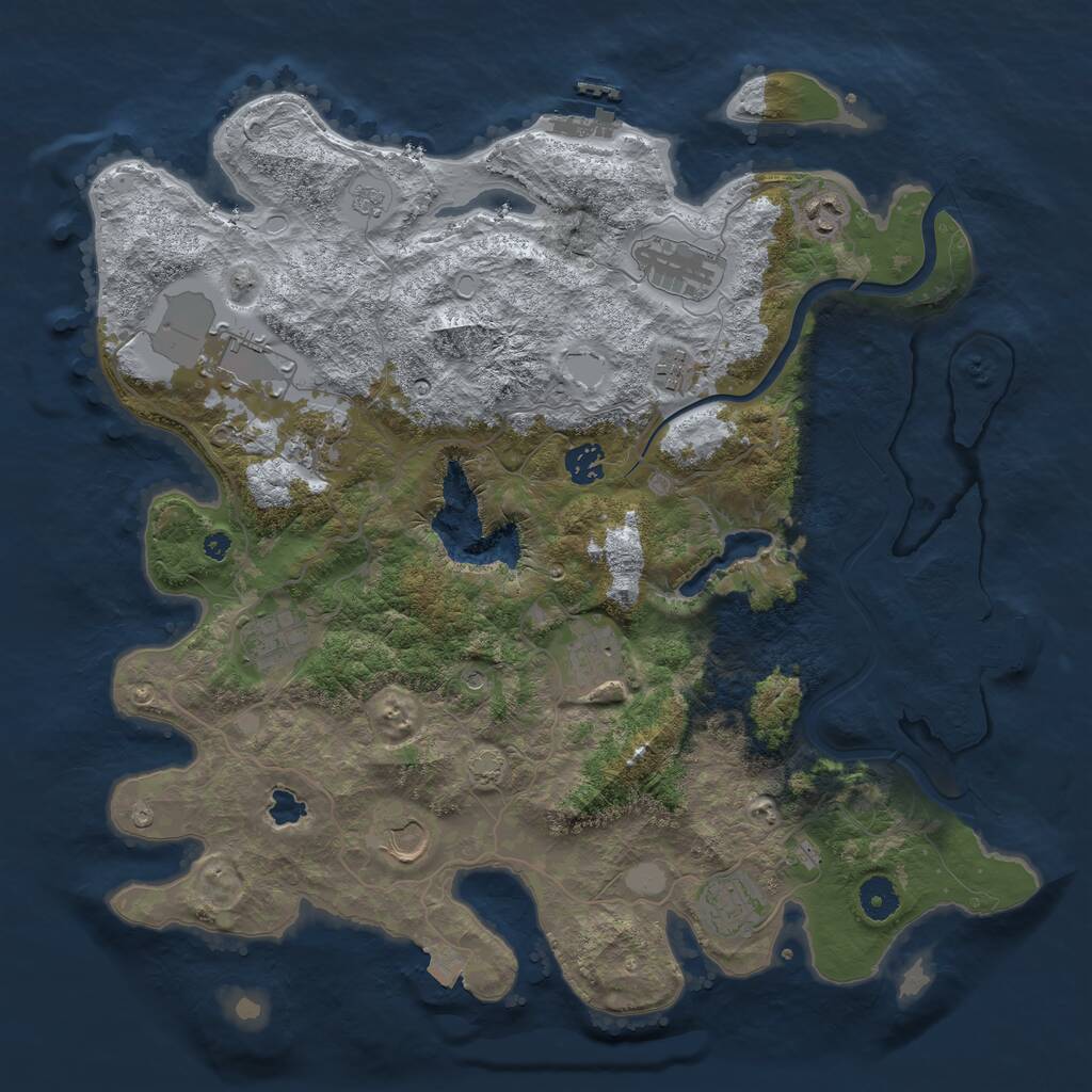 Rust Map: Procedural Map, Size: 4000, Seed: 33352216, 16 Monuments