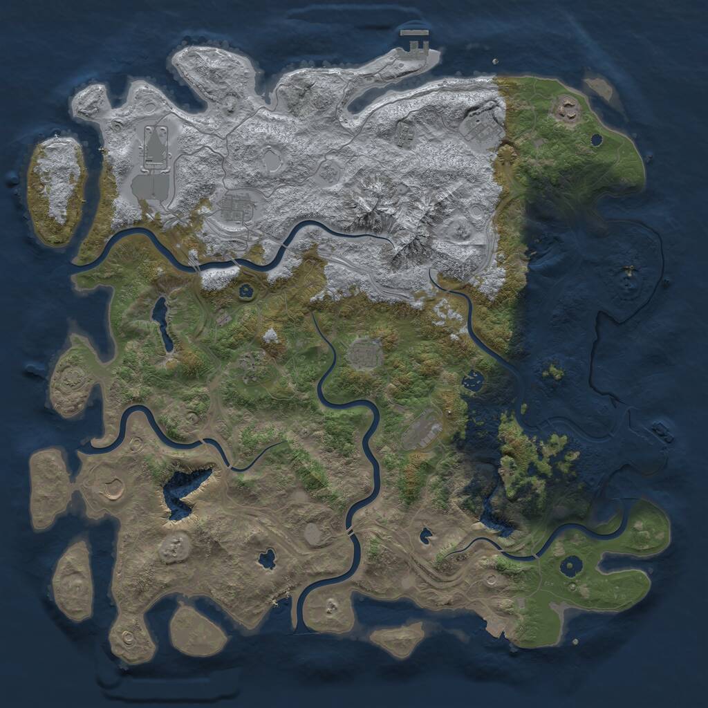 Rust Map: Procedural Map, Size: 5000, Seed: 1965369421, 16 Monuments
