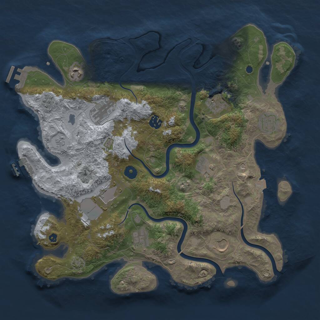 Rust Map: Procedural Map, Size: 3750, Seed: 32095, 16 Monuments