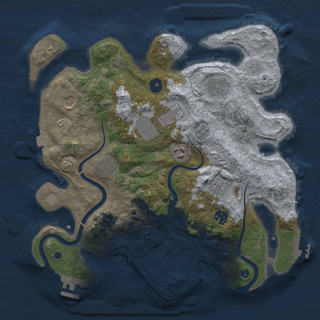Rust Map: Procedural Map, Size: 3500, Seed: 5999998, 14 Monuments