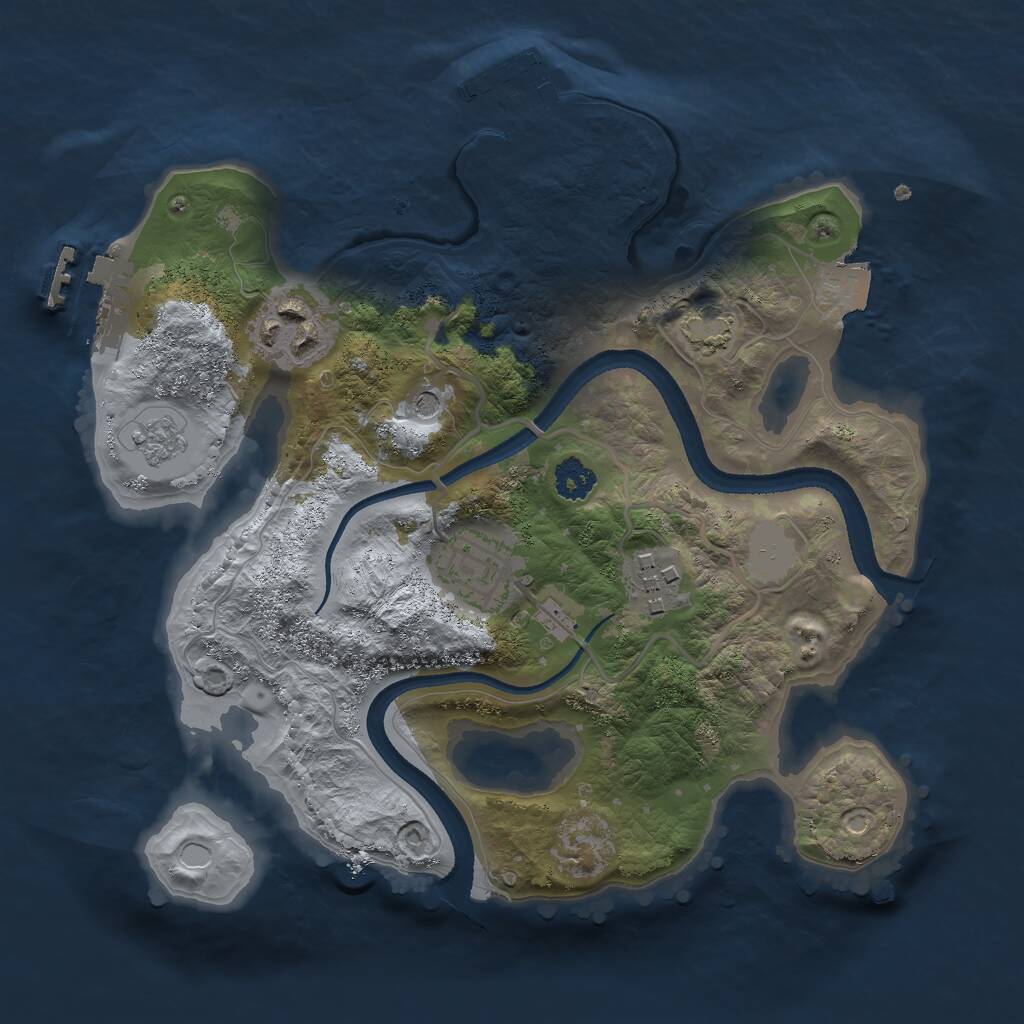 Rust Map: Procedural Map, Size: 2500, Seed: 35635186, 9 Monuments