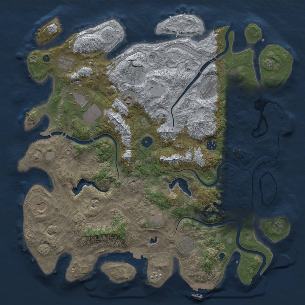 Rust Map: Procedural Map, Size: 4250, Seed: 543635673, 16 Monuments