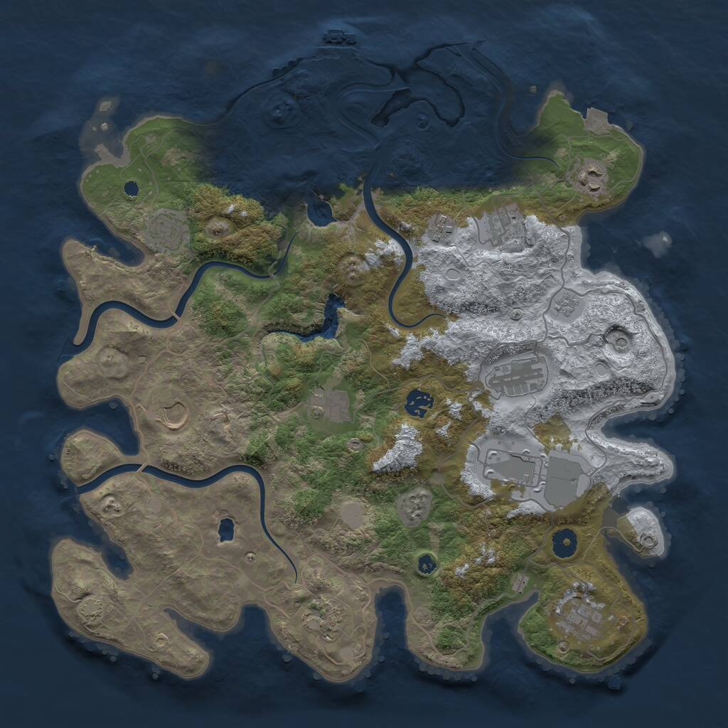 Rust Map: Procedural Map, Size: 4000, Seed: 338434222, 16 Monuments