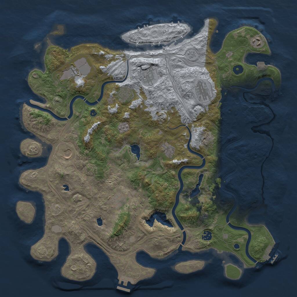 Rust Map: Procedural Map, Size: 4500, Seed: 681709305, 16 Monuments