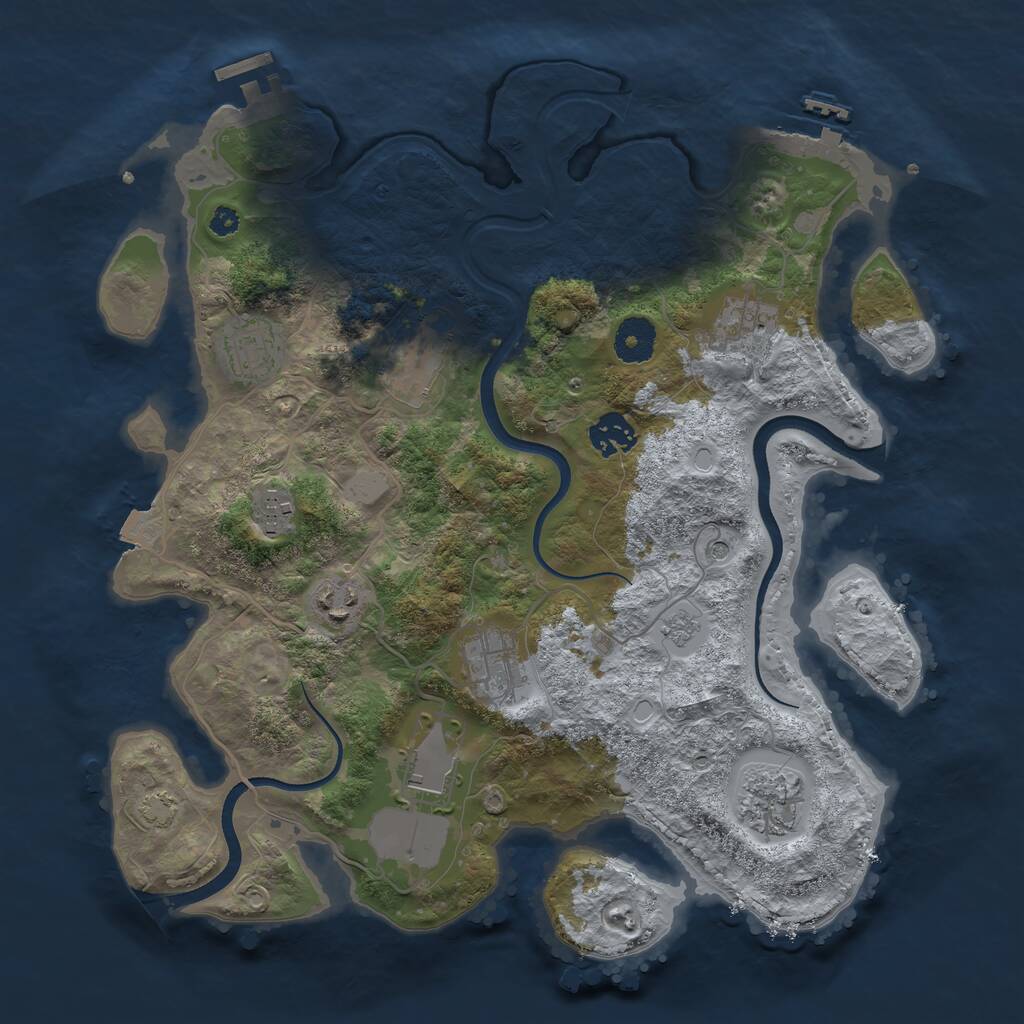 Rust Map: Procedural Map, Size: 3500, Seed: 858898634, 15 Monuments