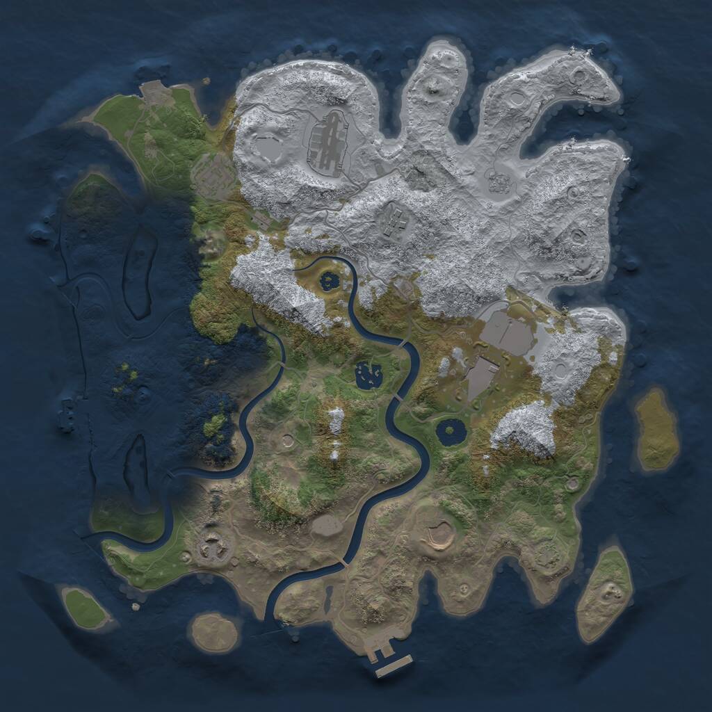 Rust Map: Procedural Map, Size: 3700, Seed: 2072279326, 13 Monuments