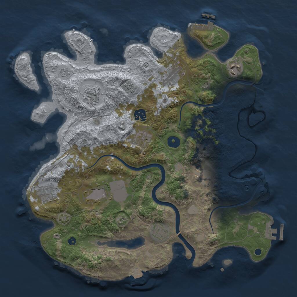 Rust Map: Procedural Map, Size: 3600, Seed: 608435065, 16 Monuments