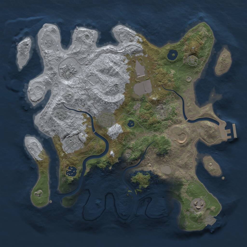 Rust Map: Procedural Map, Size: 3500, Seed: 747812048, 13 Monuments