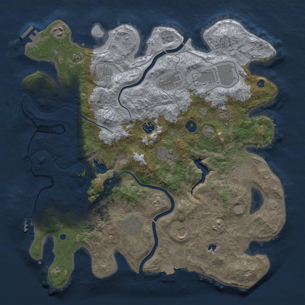 Rust Map: Procedural Map, Size: 4000, Seed: 383358932, 17 Monuments