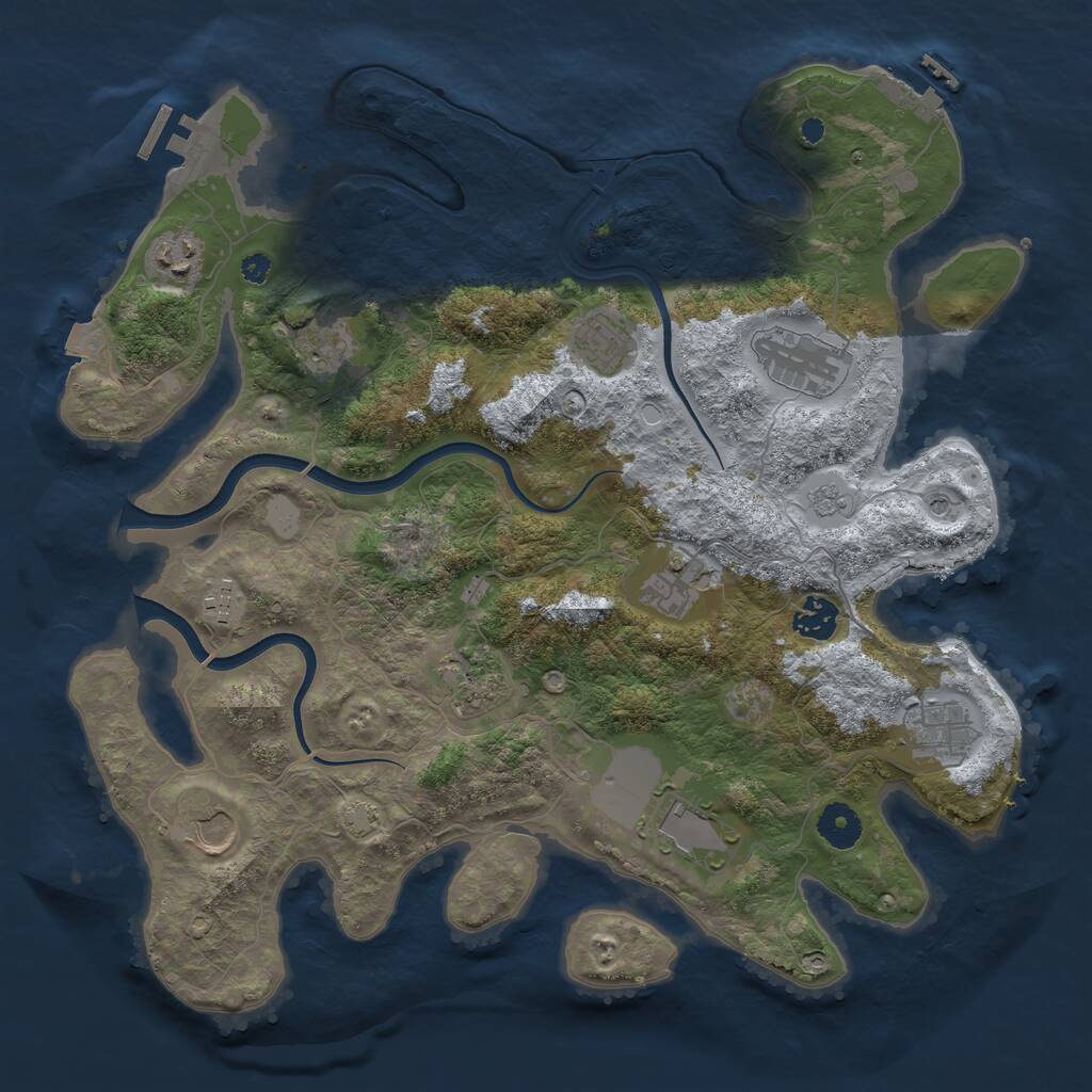 Rust Map: Procedural Map, Size: 3750, Seed: 570919693, 17 Monuments