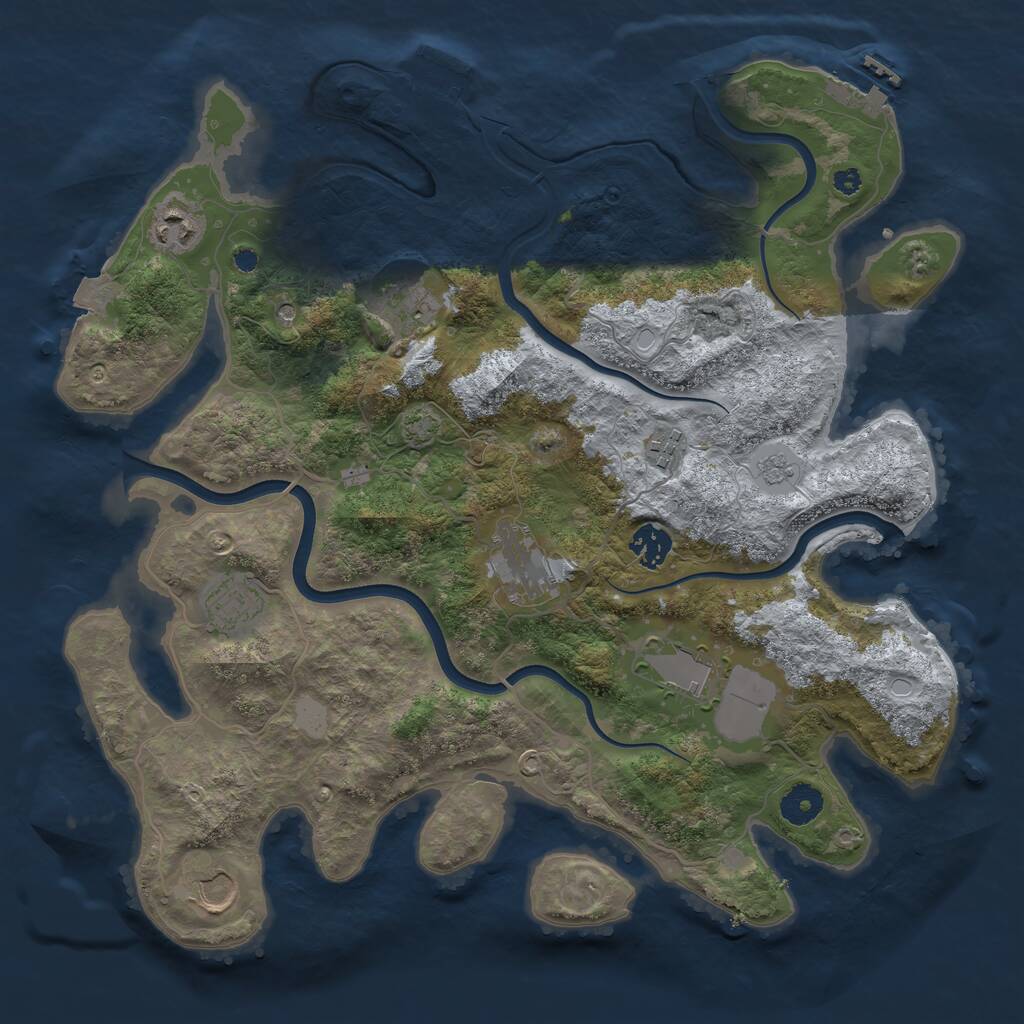 Rust Map: Procedural Map, Size: 3750, Seed: 570919693, 14 Monuments