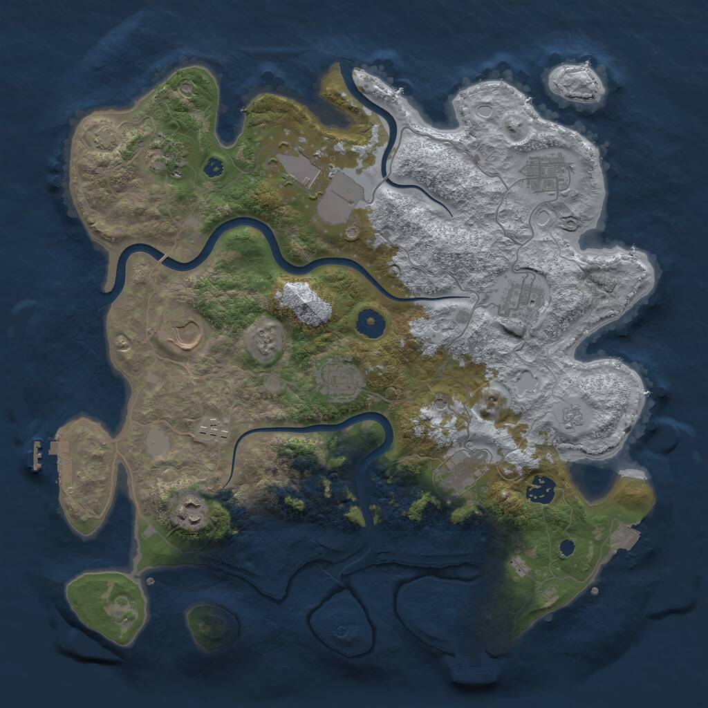 Rust Map: Procedural Map, Size: 3700, Seed: 1384598189, 16 Monuments