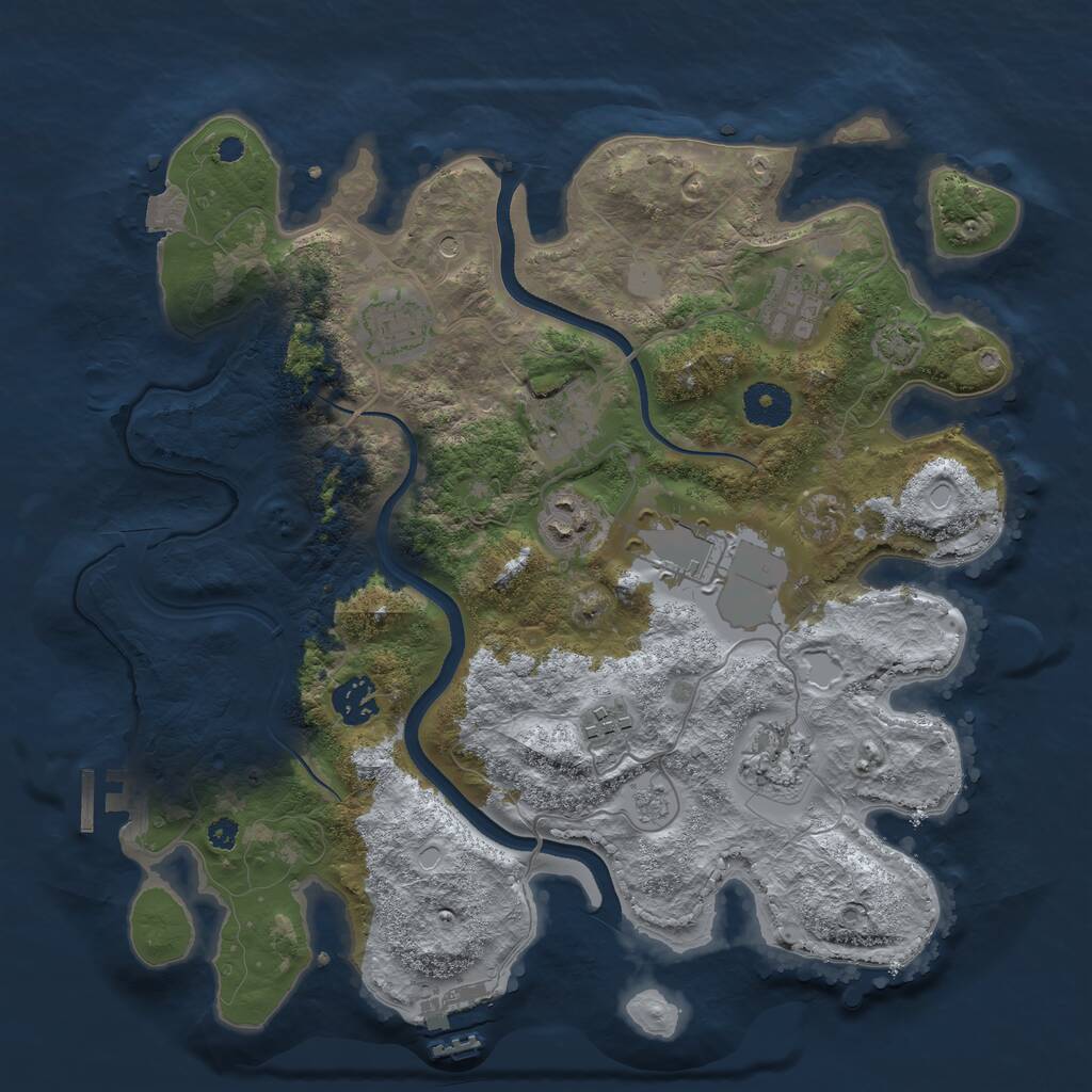 Rust Map: Procedural Map, Size: 3500, Seed: 451678249, 14 Monuments