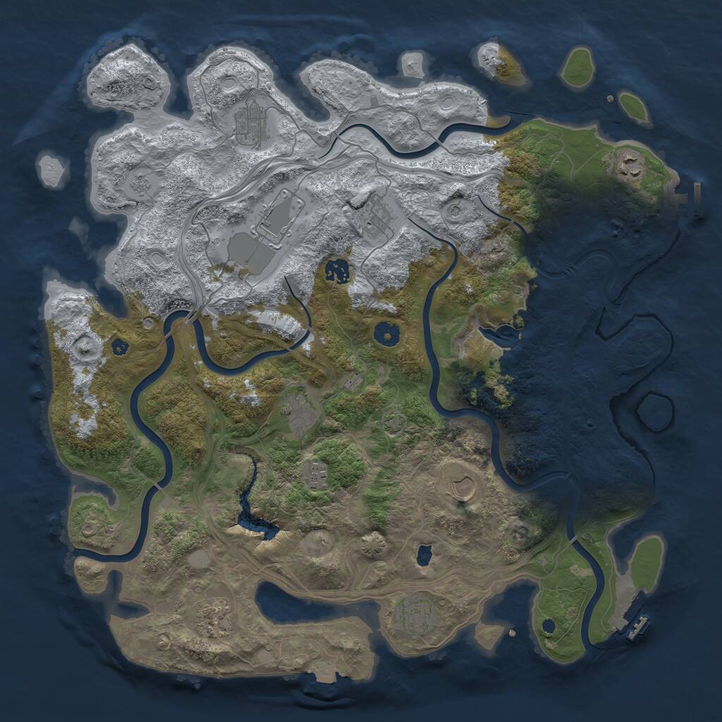 Rust Map: Procedural Map, Size: 4250, Seed: 1355201152, 16 Monuments