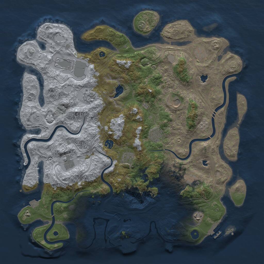 Rust Map: Procedural Map, Size: 4500, Seed: 486328296, 17 Monuments