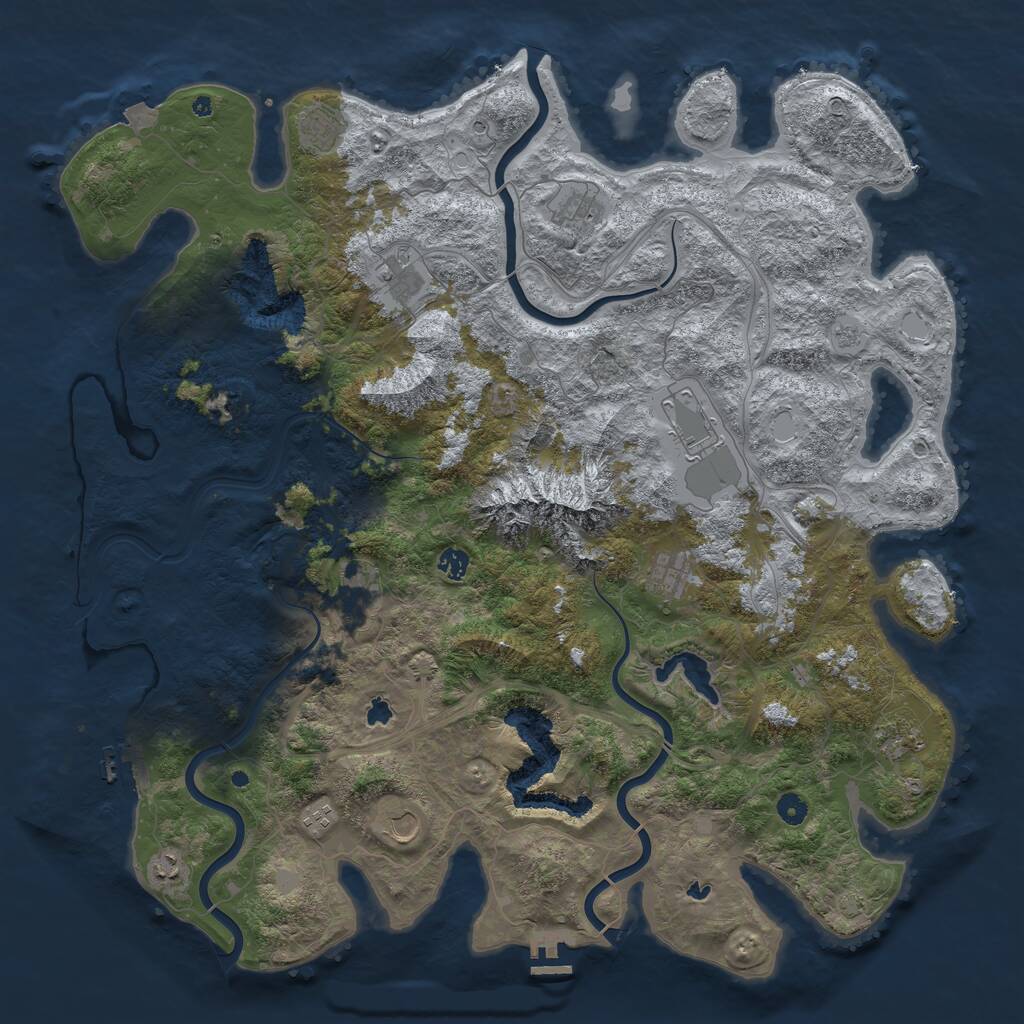 Rust Map: Procedural Map, Size: 5000, Seed: 897665564, 17 Monuments