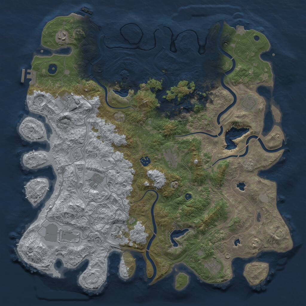 Rust Map: Procedural Map, Size: 4650, Seed: 1040213911, 16 Monuments