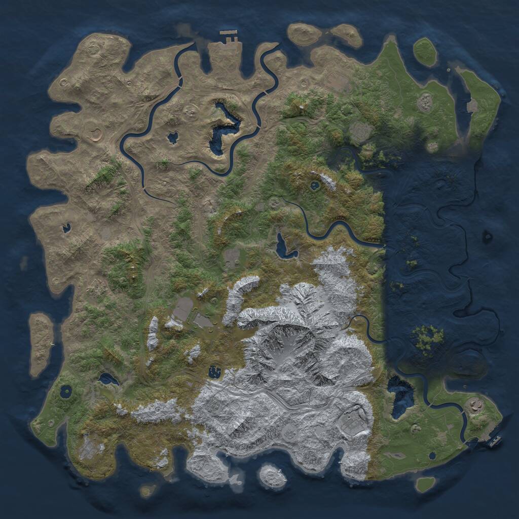 Rust Map: Procedural Map, Size: 6000, Seed: 498263869, 17 Monuments