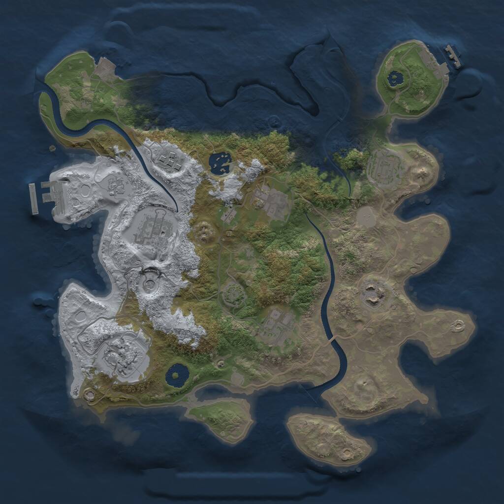 Rust Map: Procedural Map, Size: 3250, Seed: 1409512764, 14 Monuments