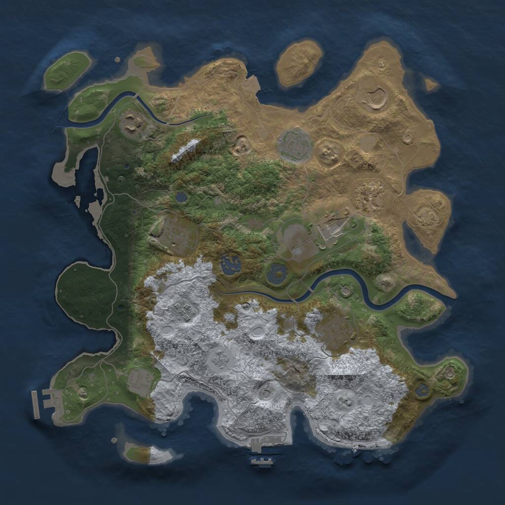 Rust Map: Procedural Map, Size: 3600, Seed: 407490, 17 Monuments