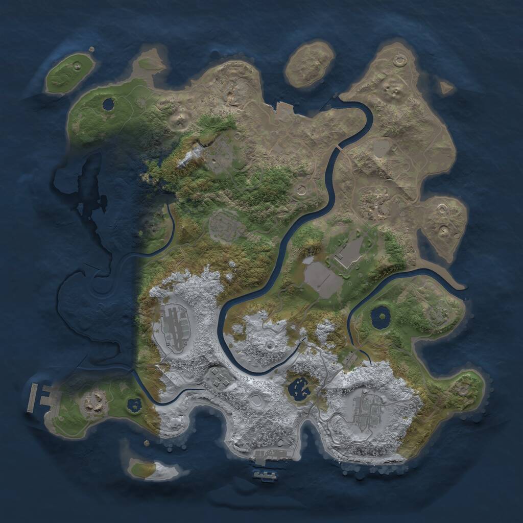 Rust Map: Procedural Map, Size: 3600, Seed: 407490, 14 Monuments
