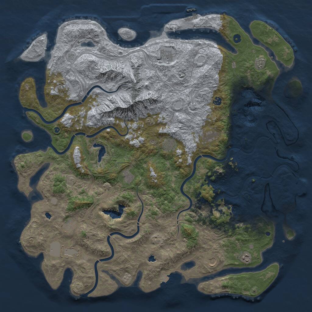 Rust Map: Procedural Map, Size: 5500, Seed: 1280796287, 17 Monuments