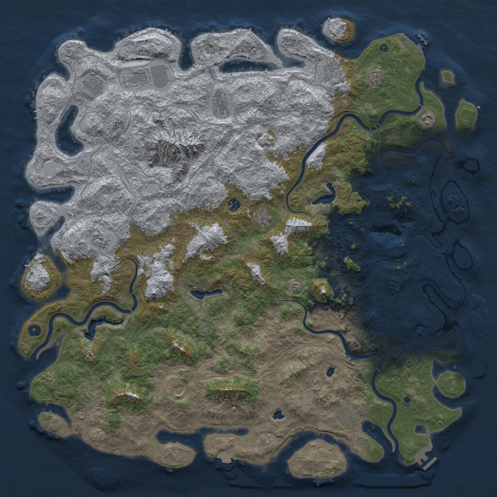 Rust Map: Procedural Map, Size: 6000, Seed: 11000, 17 Monuments